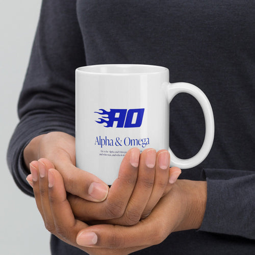 Alpha and Omega glossy mug
